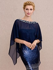 abordables enveloppes de mère-capes en mousseline de soie pour invité de mariage / fête / soirée pour femmes avec boutons / robe à perles pour impressionner 2025