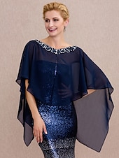 abordables enveloppes de mère-capes en mousseline de soie pour invité de mariage / fête / soirée pour femmes avec boutons / robe à perles pour impressionner 2025