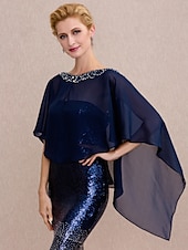 abordables enveloppes de mère-capes en mousseline de soie pour invité de mariage / fête / soirée pour femmes avec boutons / robe à perles pour impressionner 2025