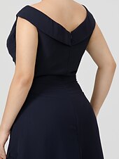 cheap Weddings &amp; Events-A-Line Mother of the Bride Dress Chic &amp; Modern Elegant &amp; Luxurious Plus Size V Neck Tea Length Chiffon Short Sleeve with Buttons Pleats 2021