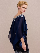 abordables enveloppes de mère-capes en mousseline de soie pour invité de mariage / fête / soirée pour femmes avec boutons / robe à perles pour impressionner 2025