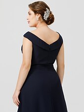 cheap Weddings &amp; Events-A-Line Mother of the Bride Dress Chic &amp; Modern Elegant &amp; Luxurious Plus Size V Neck Tea Length Chiffon Short Sleeve with Buttons Pleats 2021