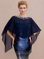 abordables enveloppes de mère-capes en mousseline de soie pour invité de mariage / fête / soirée pour femmes avec boutons / robe à perles pour impressionner 2025