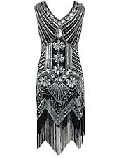 cheap Dresses-Roaring 20s 1920s Cocktail Dress Knee Length Flapper Dress Dress Prom Dress The Great Gatsby Charleston Wedding Guest Tassel Fringe Women&#039;s Wedding Party Wedding Guest Dress Homecoming Dresses