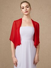 economico impacchi per gli invitati al matrimonio-avvolgere le donne bolero pure basic protezione solare mezza manica in chiffon per gli ospiti di un matrimonio avvolge con colore puro per il matrimonio in tutte le stagioni