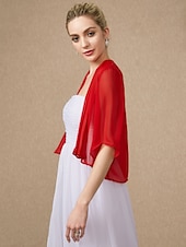 economico impacchi per gli invitati al matrimonio-avvolgere le donne bolero pure basic protezione solare mezza manica in chiffon per gli ospiti di un matrimonio avvolge con colore puro per il matrimonio in tutte le stagioni
