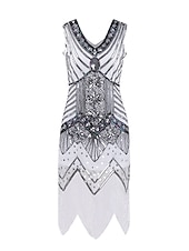 cheap Dresses-Roaring 20s 1920s Cocktail Dress Knee Length Flapper Dress Dress Prom Dress The Great Gatsby Charleston Wedding Guest Tassel Fringe Women&#039;s Wedding Party Wedding Guest Dress Homecoming Dresses