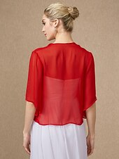 economico impacchi per gli invitati al matrimonio-avvolgere le donne bolero pure basic protezione solare mezza manica in chiffon per gli ospiti di un matrimonio avvolge con colore puro per il matrimonio in tutte le stagioni