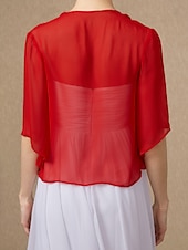 economico impacchi per gli invitati al matrimonio-avvolgere le donne bolero pure basic protezione solare mezza manica in chiffon per gli ospiti di un matrimonio avvolge con colore puro per il matrimonio in tutte le stagioni