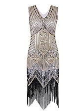 cheap Dresses-Roaring 20s 1920s Cocktail Dress Knee Length Flapper Dress Dress Prom Dress The Great Gatsby Charleston Wedding Guest Tassel Fringe Women&#039;s Wedding Party Wedding Guest Dress Homecoming Dresses