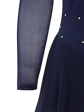 voordelige Schaatsjurken-Kunstschaatsjurk Dames Voor meisjes Schaatsen Jurken Paars Zwart Wit Open achterkant Netstof Spandex Hoge Elasticiteit Opleiding Wedstrijd Kunstschaatskleding Klassiek Kristal / Bergkristal Lange mouw