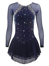 voordelige Schaatsjurken-Kunstschaatsjurk Dames Voor meisjes Schaatsen Jurken Paars Zwart Wit Open achterkant Netstof Spandex Hoge Elasticiteit Opleiding Wedstrijd Kunstschaatskleding Klassiek Kristal / Bergkristal Lange mouw