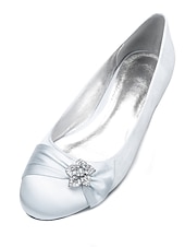 baratos Mãe da Noiva/Namorado-Sapatos de casamento para a mãe da noiva/do noivo, sapatilhas de cetim azul-marinho para mulheres, sapatos de casamento de salto baixo com detalhes em strass, sapatos de festa confortáveis.