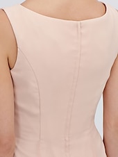 voordelige Met Jas-Strand Bruiloft Twee Delige Sheath Moeder van de Bruid Jurk Bruids Gast Elegante Plus Size Edelsteenhals Thee Lengte Chiffon Mouwloos Wrap Inbegrepen met Ceintuur  Riem Plooien Beading 2025