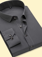 billige Kjoleskjorter for menn-Herre Dresskjorter Skjorte uten jern Skjorte med krage Skjorte med knapper عادي Bryllup Fest Svart Navyblå Lilla Grå Langermet Krage Vår &amp; Vinter Klær