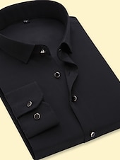 billige Kjoleskjorter for menn-Herre Dresskjorter Skjorte uten jern Skjorte med krage Skjorte med knapper عادي Bryllup Fest Svart Navyblå Lilla Grå Langermet Krage Vår &amp; Vinter Klær