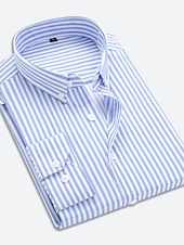cheap Men&#039;s Button Down Shirts-Men&#039;s Dress Shirt Striped Shirt Button Down Shirt Collared Shirt Striped Wedding Work Black-White White Red Navy Blue Long Sleeve Clothing Apparel Patchwork