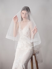 お買い得  ウェディングベール-ヘッドドレス ウェディングベール 結婚式 ウェディング ミドルベール ロングベール フリンジ 160cm 綿 ナイロン　ウエディング用品　パーティーグッズ