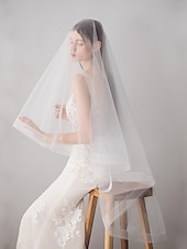 お買い得  ウェディングベール-ヘッドドレス ウェディングベール 結婚式 ウェディング ミドルベール ロングベール フリンジ 160cm 綿 ナイロン　ウエディング用品　パーティーグッズ
