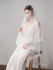 お買い得  ウェディングベール-ヘッドドレス ウェディングベール 結婚式 ウェディング ミドルベール ロングベール フリンジ 160cm 綿 ナイロン　ウエディング用品　パーティーグッズ