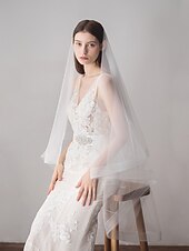 お買い得  ウェディングベール-ヘッドドレス ウェディングベール 結婚式 ウェディング ミドルベール ロングベール フリンジ 160cm 綿 ナイロン　ウエディング用品　パーティーグッズ