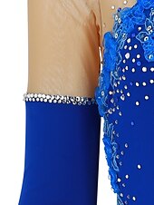 levne Šaty na krasobruslení-Šaty na bruslení Dámské Dívčí Buz Pateni Šaty Žlutá Tmavě fialová Prašná růže Slátanina Květiny Síťka Spandex Vysoká pružnost Soutěž Bruslařské oblečení Ručně vyrobeno Květinový Dlouhý rukáv Bruslen