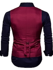 economico Gilet da uomo-Per uomo Gilet Panciotto Matrimonio Ufficio Attività commerciale Informale Semplice ma elegante Poliestere Tinta unita A V Nero Bianco Vino Blu marino Gilet