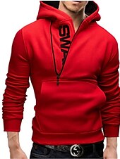 baratos hoodies básicos dos homens-Homens Moletom Preto Amarelo Vermelho Azul Marinha Azul Real Com Capuz Algodão Ativo Legal Inverno Roupa Moletons Moletons Manga Longa