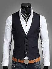 halpa Gilets-Miesten Liivi Liivit Häät Työ 1920-luku Smart Casual Polyesteri Yhtenäinen Ohut Musta Laivaston sininen Ruskea Liivi