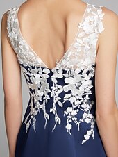 cheap With Jacket-Sheath / Column Mother of the Bride Dress Wrap Included Jewel Neck Knee Length Satin Lace Sleeveless with Appliques 2023