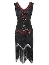 cheap Dresses-Roaring 20s 1920s Cocktail Dress Knee Length Flapper Dress Dress Prom Dress The Great Gatsby Charleston Wedding Guest Tassel Fringe Women&#039;s Wedding Party Wedding Guest Dress Homecoming Dresses