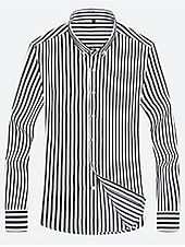 preiswerte Button-Down-Hemden für Herren-Herren Oberhemd Gestreiftes Hemd Hemd Kragenhemd Gestreift Hochzeit Täglich Schwarz Weiß Rote Marineblau Langarm Klassischer Kragen Bekleidung