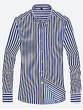 preiswerte Button-Down-Hemden für Herren-Herren Oberhemd Gestreiftes Hemd Hemd Kragenhemd Gestreift Hochzeit Täglich Schwarz Weiß Rote Marineblau Langarm Klassischer Kragen Bekleidung