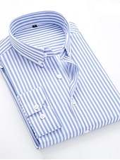 preiswerte Button-Down-Hemden für Herren-Herren Oberhemd Gestreiftes Hemd Hemd Kragenhemd Gestreift Hochzeit Täglich Schwarz Weiß Rote Marineblau Langarm Klassischer Kragen Bekleidung