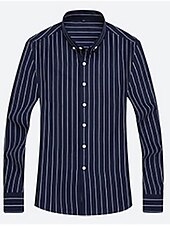 preiswerte Button-Down-Hemden für Herren-Herren Oberhemd Gestreiftes Hemd Hemd Kragenhemd Gestreift Hochzeit Täglich Schwarz Weiß Rote Marineblau Langarm Klassischer Kragen Bekleidung