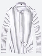 preiswerte Button-Down-Hemden für Herren-Herren Oberhemd Gestreiftes Hemd Hemd Kragenhemd Gestreift Hochzeit Täglich Schwarz Weiß Rote Marineblau Langarm Klassischer Kragen Bekleidung