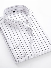 preiswerte Button-Down-Hemden für Herren-Herren Oberhemd Gestreiftes Hemd Hemd Kragenhemd Gestreift Hochzeit Täglich Schwarz Weiß Rote Marineblau Langarm Klassischer Kragen Bekleidung