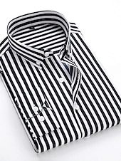preiswerte Button-Down-Hemden für Herren-Herren Oberhemd Gestreiftes Hemd Hemd Kragenhemd Gestreift Hochzeit Täglich Schwarz Weiß Rote Marineblau Langarm Klassischer Kragen Bekleidung