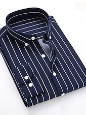 preiswerte Button-Down-Hemden für Herren-Herren Oberhemd Gestreiftes Hemd Hemd Kragenhemd Gestreift Hochzeit Täglich Schwarz Weiß Rote Marineblau Langarm Klassischer Kragen Bekleidung