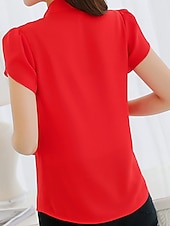 economico Top da Lavoro per Donne-Per donna Camicia Blusa Bianco Rosa Rosso Liscio Manica corta Ufficio Informale Essenziale Elegante A V Standard Taglia piccola S
