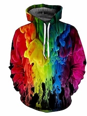 abordables Sweats à capuche pour hommes-Homme à imprimé arc-en-ciel Sweat à capuche Sweats à Capuche Sweat-shirt Sweat à capuche manche longue Sweat à capuche Capuche Décontractées 3D effet Extérieur Plein Air Vacances Jaune Violet