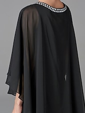 abordables Longueur du plancher-Robe A-Line Mère de la mariée Robe d&#039;invité de mariage Élégant Grande taille Encolure bijou Longueur de sol Chiffon Sans manches avec perles taille personnalisée gratuite