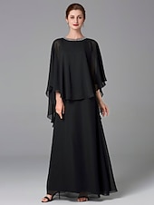 abordables Longueur du plancher-Robe A-Line Mère de la mariée Robe d&#039;invité de mariage Élégant Grande taille Encolure bijou Longueur de sol Chiffon Sans manches avec perles taille personnalisée gratuite