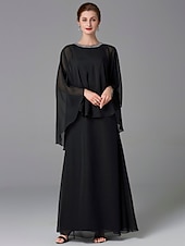abordables Longueur du plancher-Robe A-Line Mère de la mariée Robe d&#039;invité de mariage Élégant Grande taille Encolure bijou Longueur de sol Chiffon Sans manches avec perles taille personnalisée gratuite
