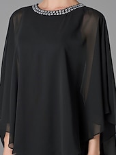 abordables Longueur du plancher-Robe A-Line Mère de la mariée Robe d&#039;invité de mariage Élégant Grande taille Encolure bijou Longueur de sol Chiffon Sans manches avec perles taille personnalisée gratuite