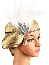 abordables Accesorios y más-Accesorio Vintage Rugido 20s 1920s Diadema de estilo flapper charlestón Invitado a la boda Pluma Disfraz Mujer Navidad Víspera de Todos los Santos Carnaval Vacaciones Fiesta / Noche Mascarada Adulto