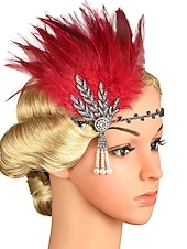 abordables Accesorios y más-Accesorio Vintage Rugido 20s 1920s Diadema de estilo flapper charlestón Invitado a la boda Pluma Disfraz Mujer Navidad Víspera de Todos los Santos Carnaval Vacaciones Fiesta / Noche Mascarada Adulto