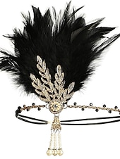 abordables Accesorios y más-Accesorio Vintage Rugido 20s 1920s Diadema de estilo flapper charlestón Invitado a la boda Pluma Disfraz Mujer Navidad Víspera de Todos los Santos Carnaval Vacaciones Fiesta / Noche Mascarada Adulto