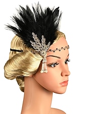 abordables Accesorios y más-Accesorio Vintage Rugido 20s 1920s Diadema de estilo flapper charlestón Invitado a la boda Pluma Disfraz Mujer Navidad Víspera de Todos los Santos Carnaval Vacaciones Fiesta / Noche Mascarada Adulto