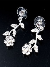 voordelige Sieradensets-1 set Bruidsjuwelen Sets Voor Vrouwen Witte Feest Bruiloft Rhinestone Legering Link  Ketting Daling Bloem Botanisch  Cadeau  Verloving dress to impress